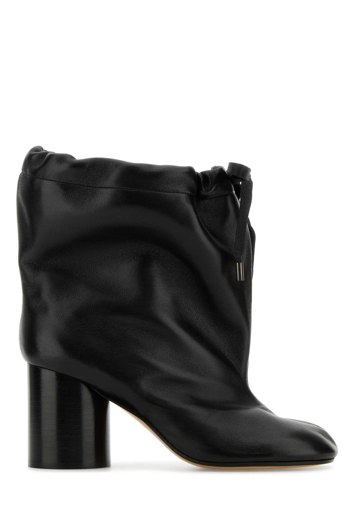 Shop Maison Margiela Black Leather Tabi Ankle Boots