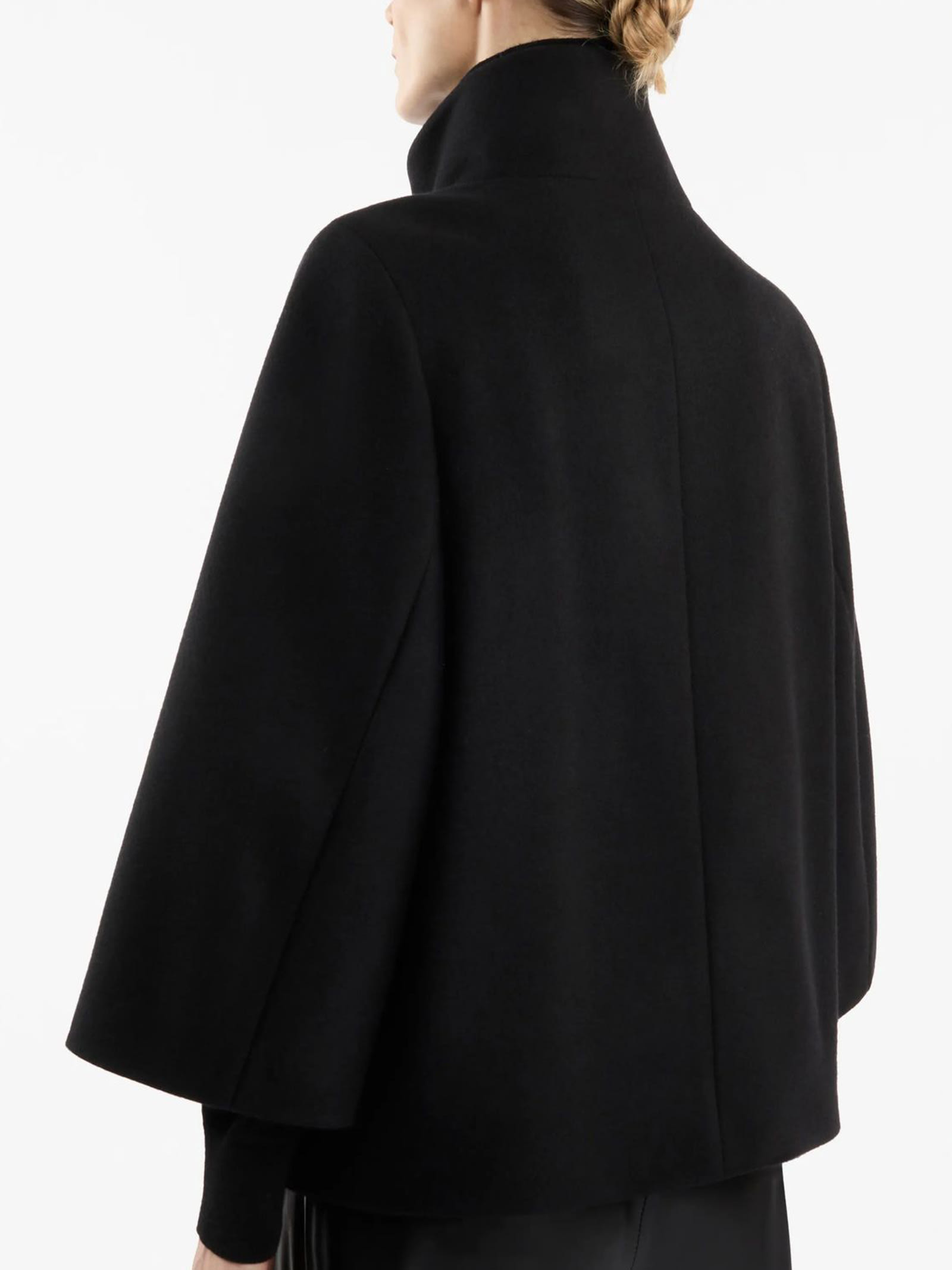 Shop Fay Black Wool Blend Fabric Cape