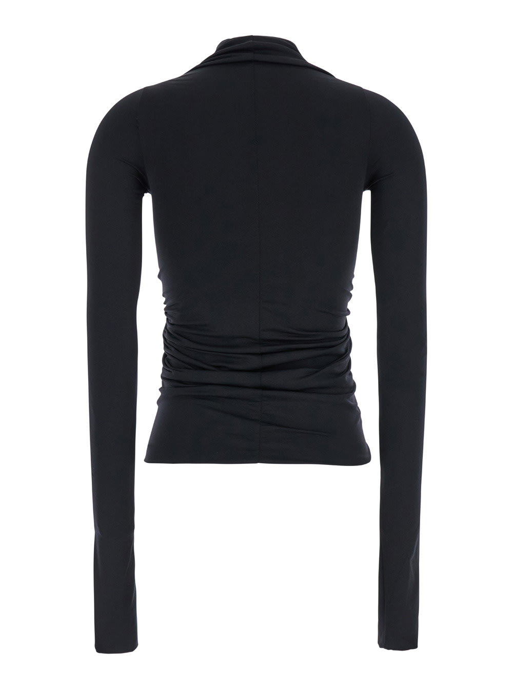 Shop Rick Owens Prong Black T-shirt With Rouches On The Front In Jersey Woman