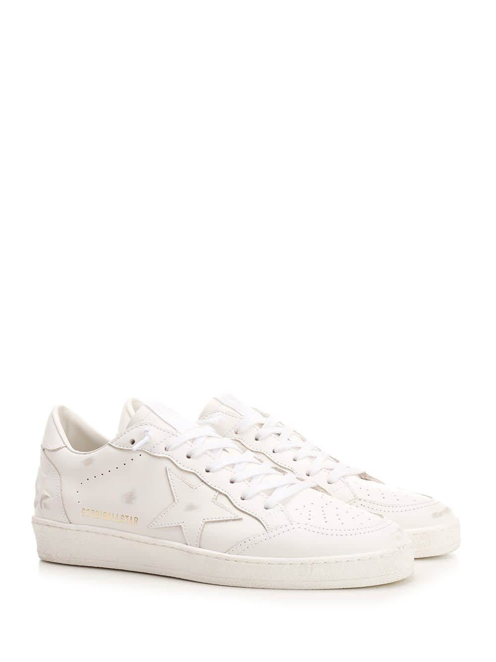 Shop Golden Goose White Ballstar Sneakers In Optic White