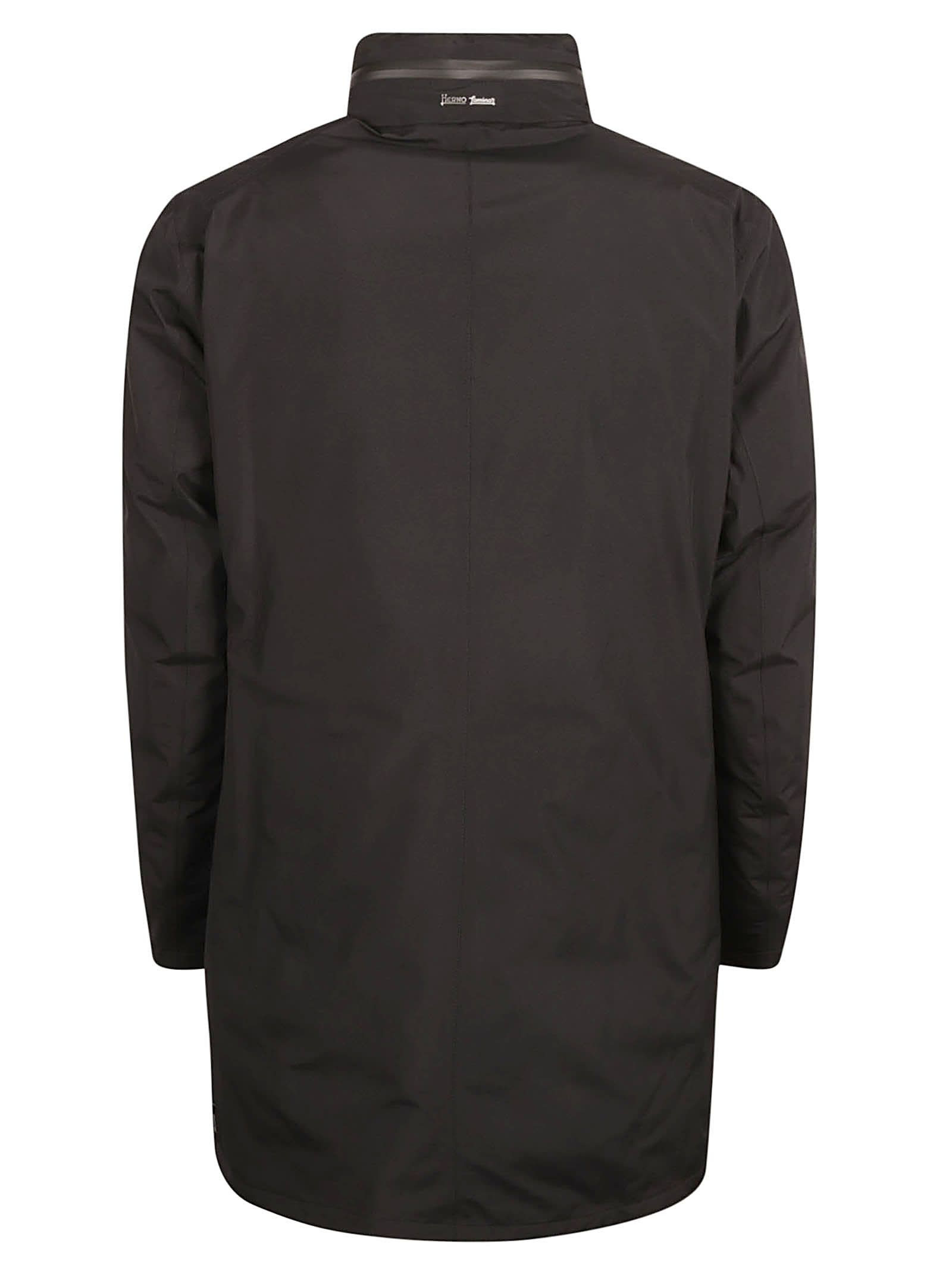 Shop Herno High-neck Plain Zipped Raincoat In Black