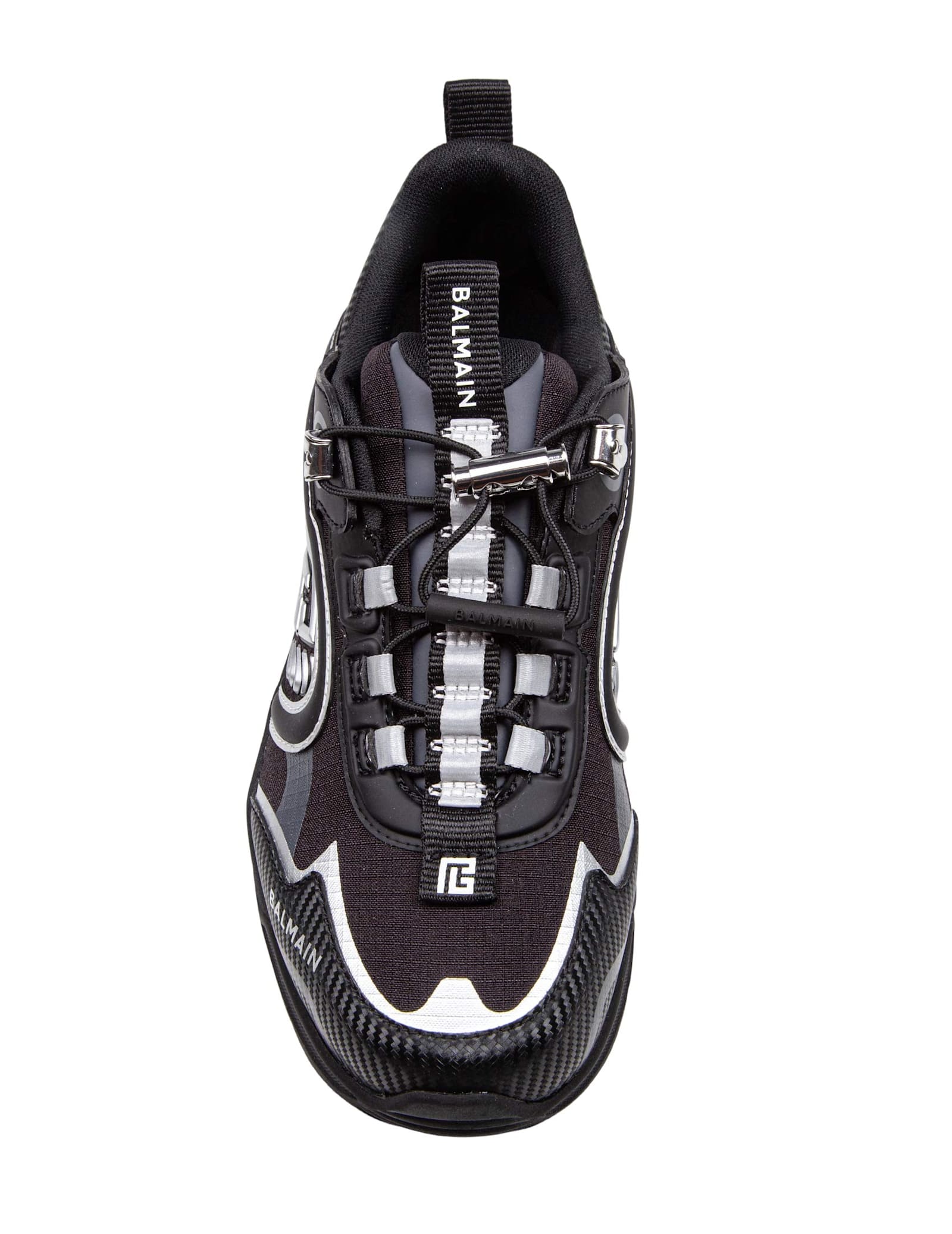 Balmain Cosmic Dust Trainers In Technical Materials In Noir/argent