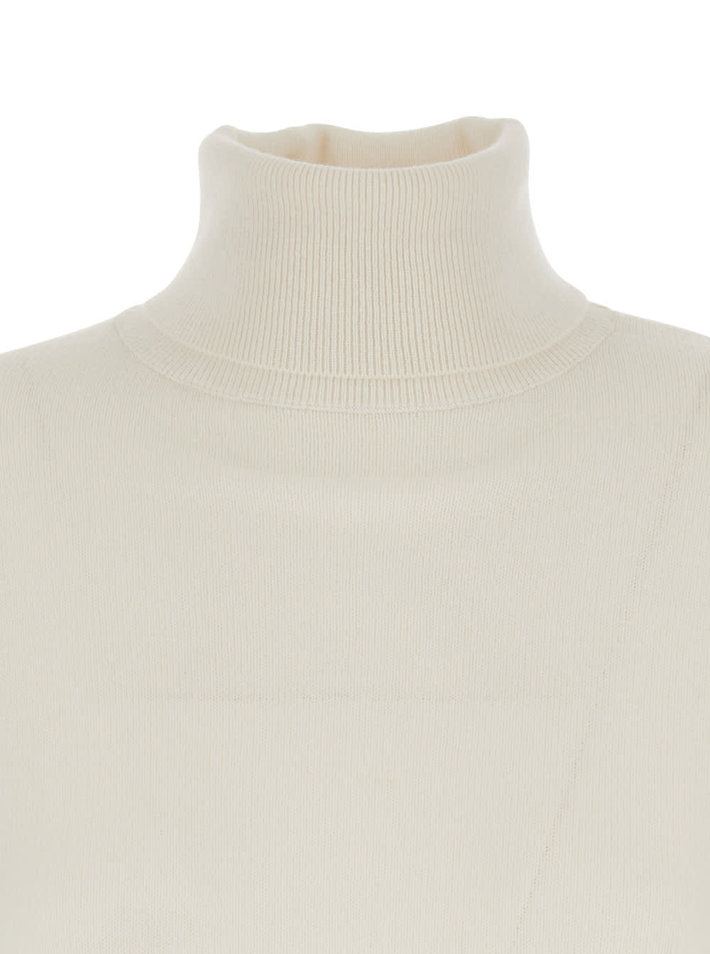 Allude High-neck Cashmere Sweater In White