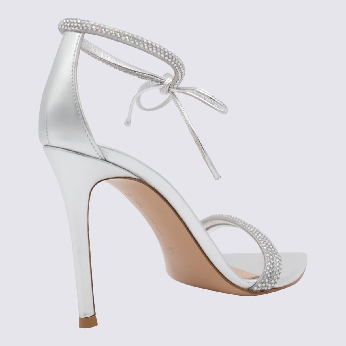 Shop Gianvito Rossi Silver Leather Sandals In Argento