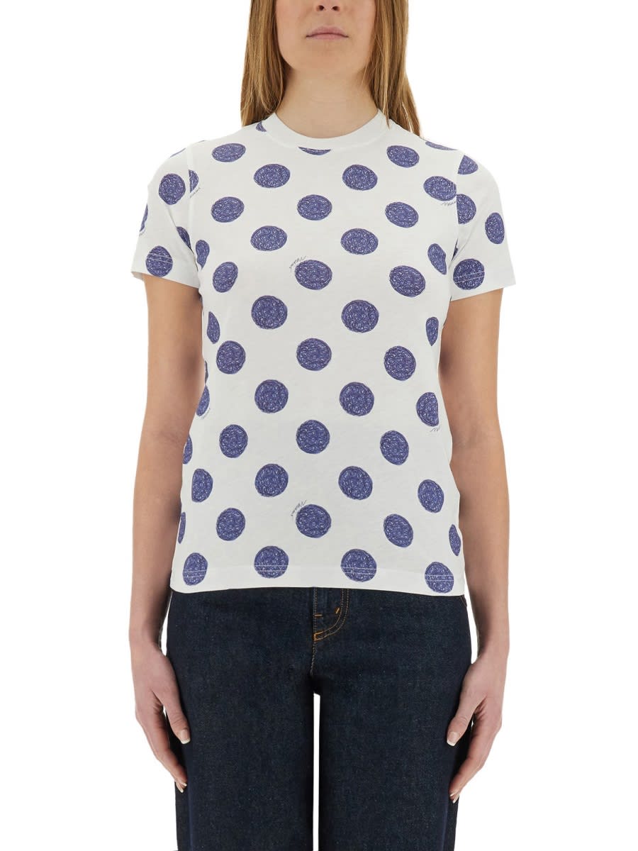 Shop Moschino Ballpoint Pen Polka Dots T-shirt In White