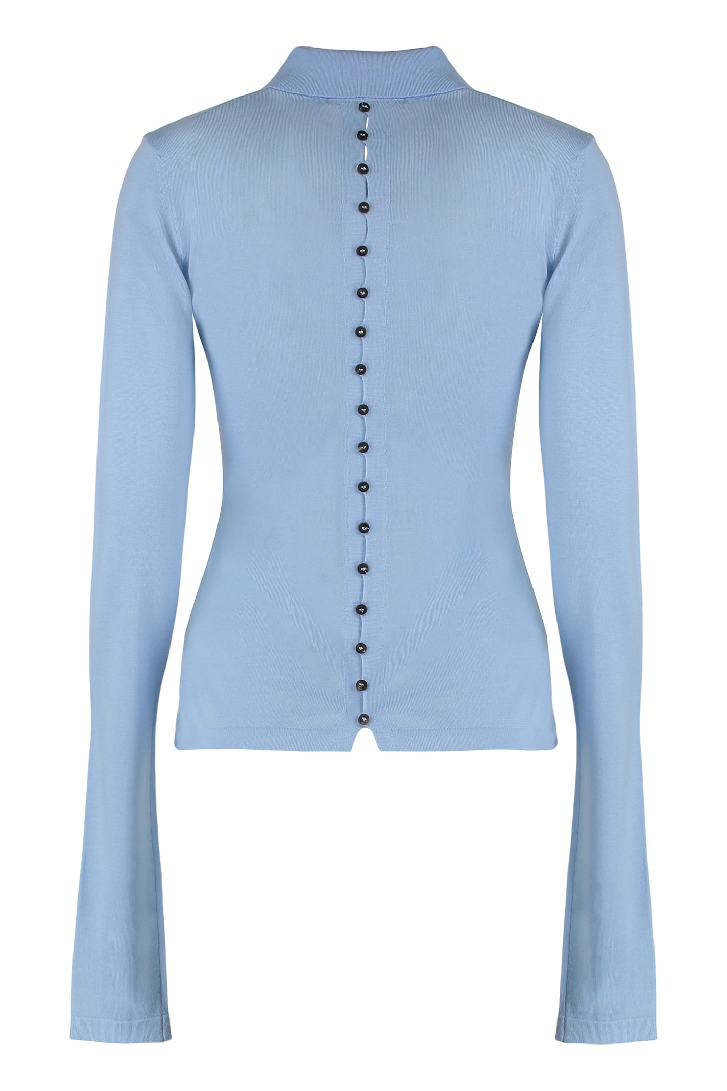 Jacquemus Fitted Long Sleeve Knit Shirt In Blue