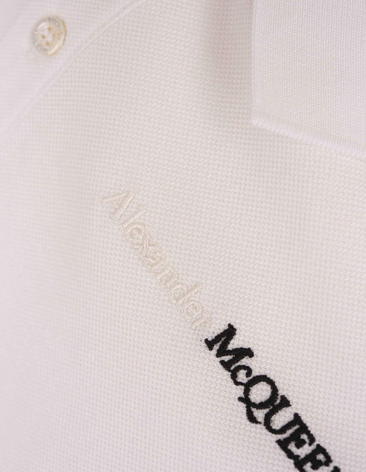 Shop Alexander Mcqueen White Polo Shirt With Two-tone Logo Embroidery