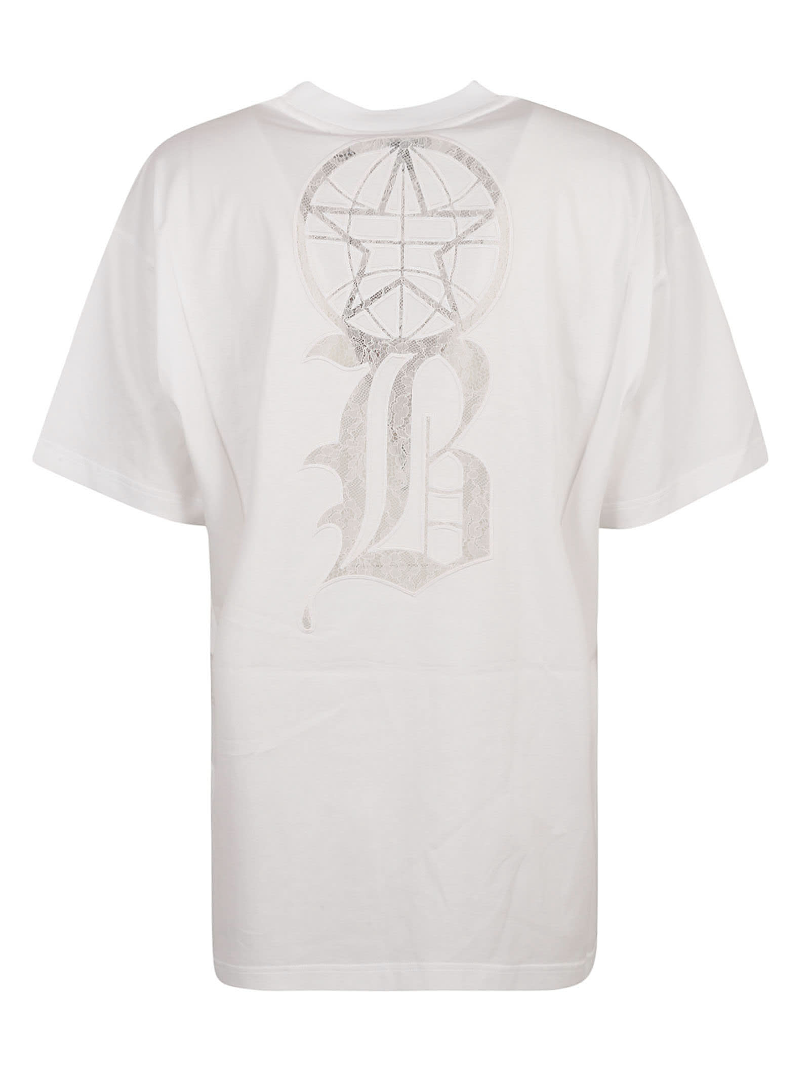 Shop Burberry Logo Lace T-shirt In Optic White