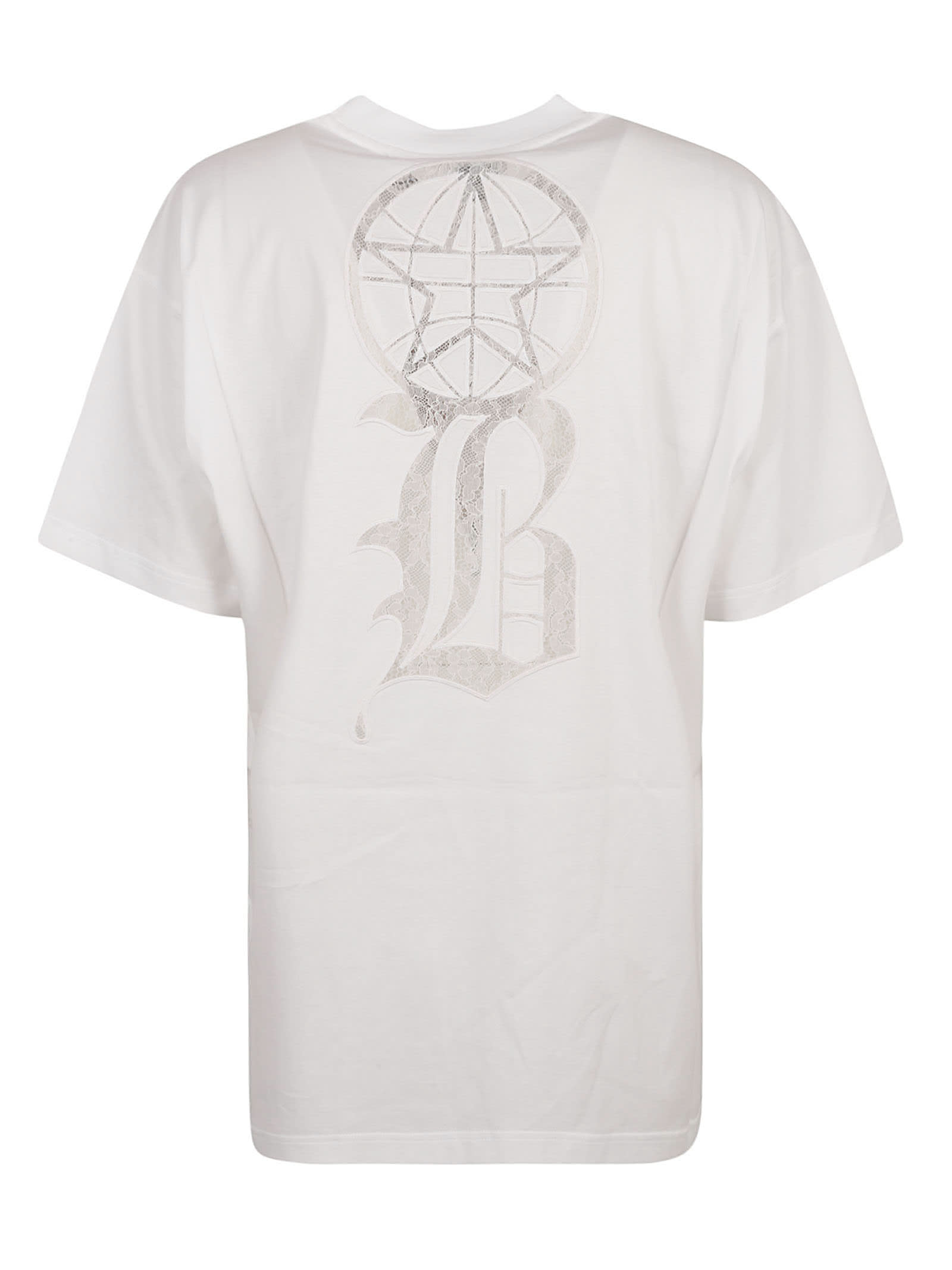 Burberry Oversized Cotton T-shirt With Textured Logo In White