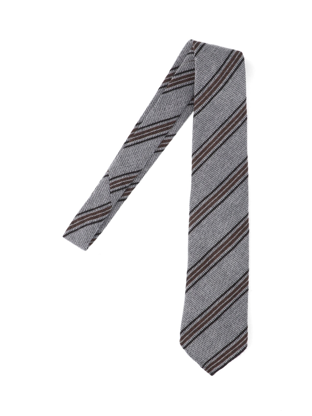 Cesare Attolini Textured Fabric Ties Diagonal Stripes In Gray