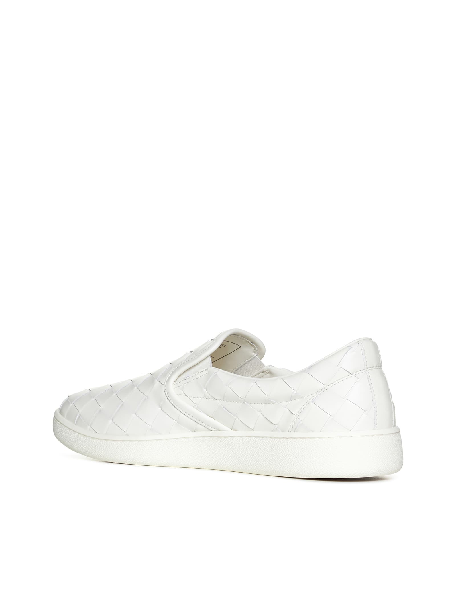 Bottega Veneta White Slip-on Sneakers With Intreccio Motif In Leather Man In White