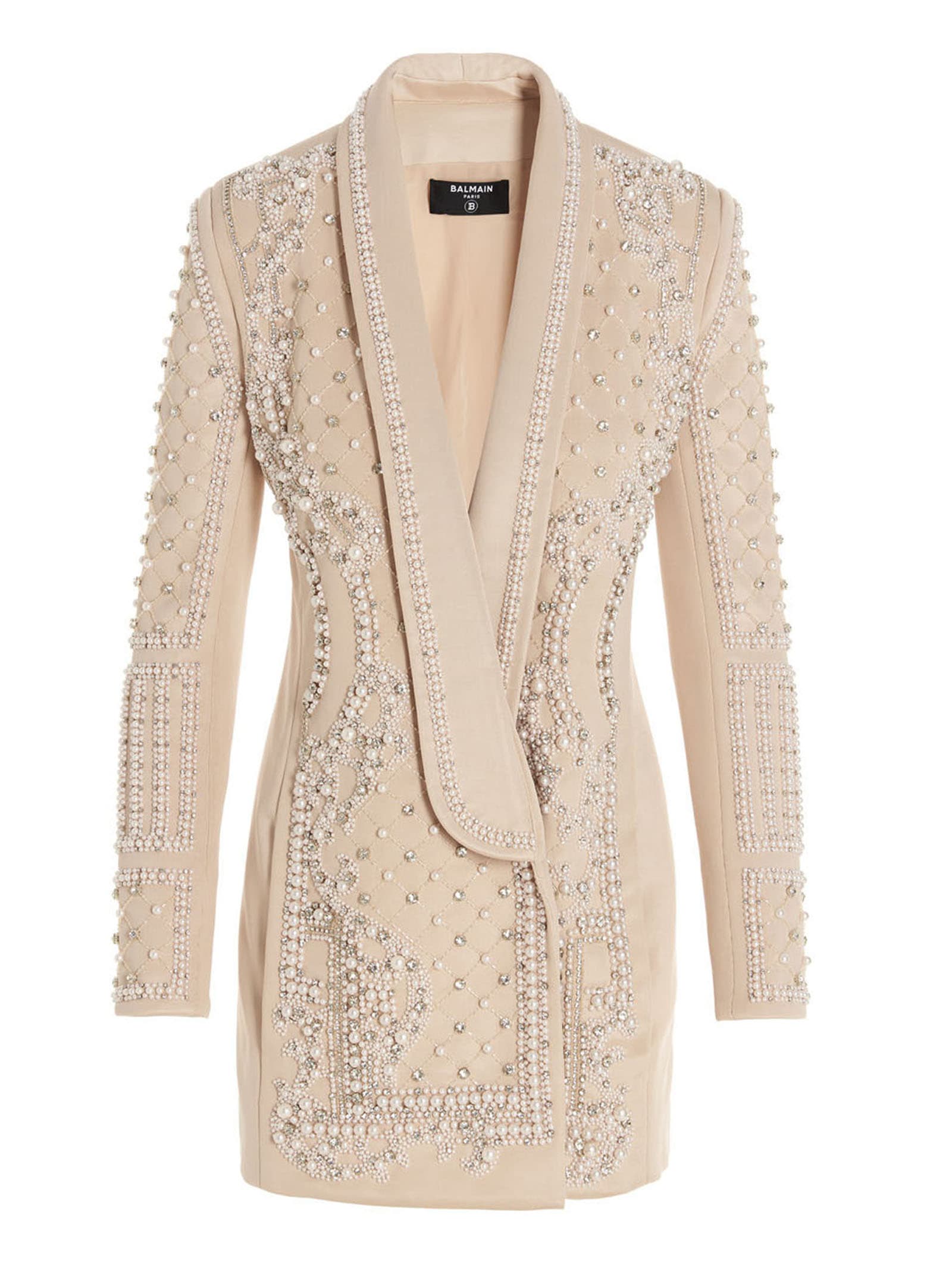Balmain Crystal Pearl Blazer Jacket