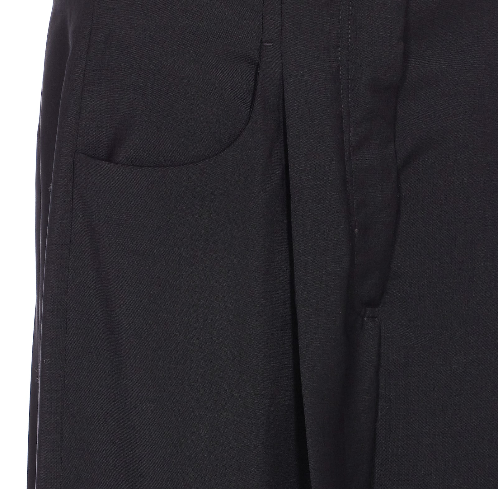 Fendi Women Black Wool And Mohair Wide-leg Trousers In Black