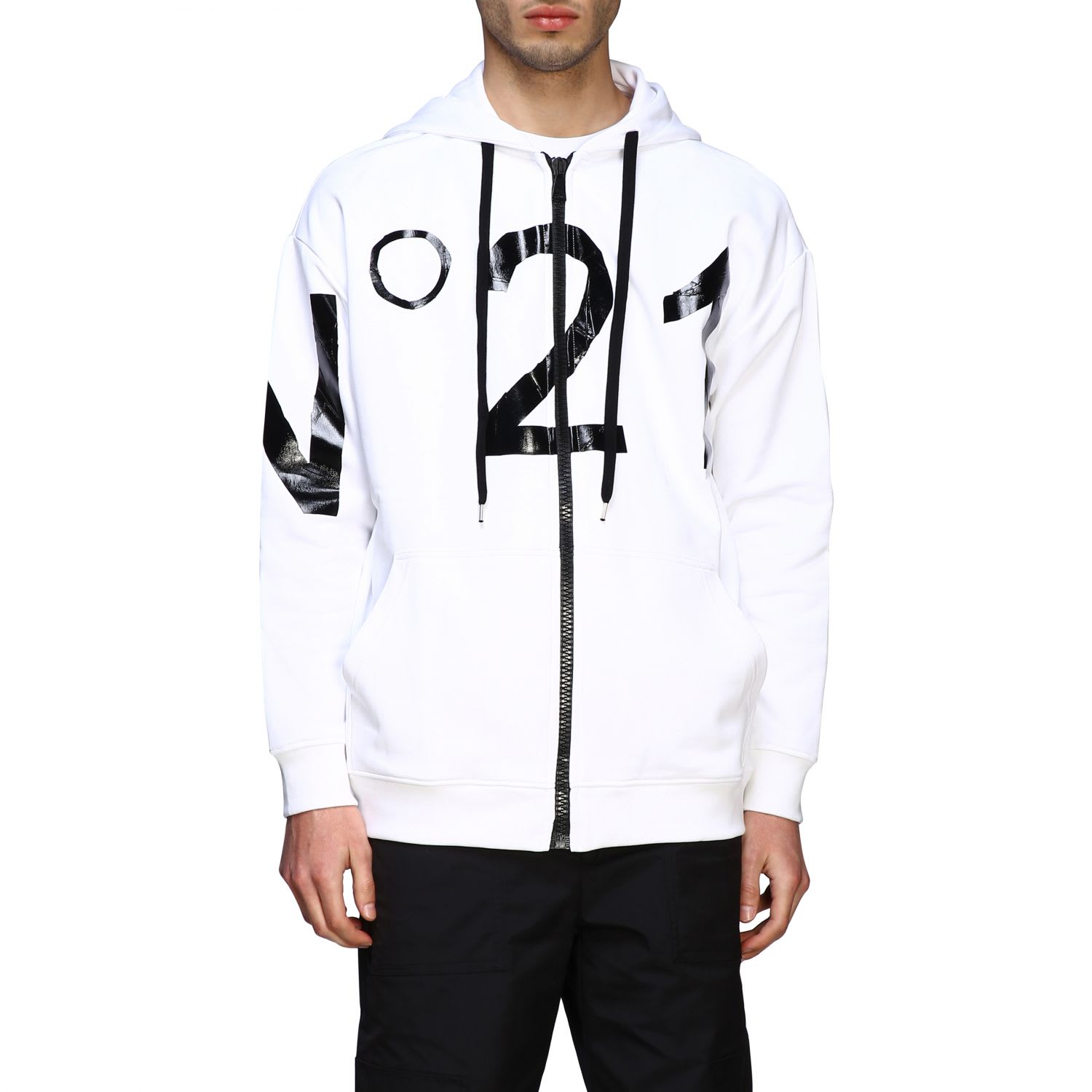 N°21 N° 21 Sweatshirt N &deg; 21 Sweatshirt With Hood And Big Logo In White
