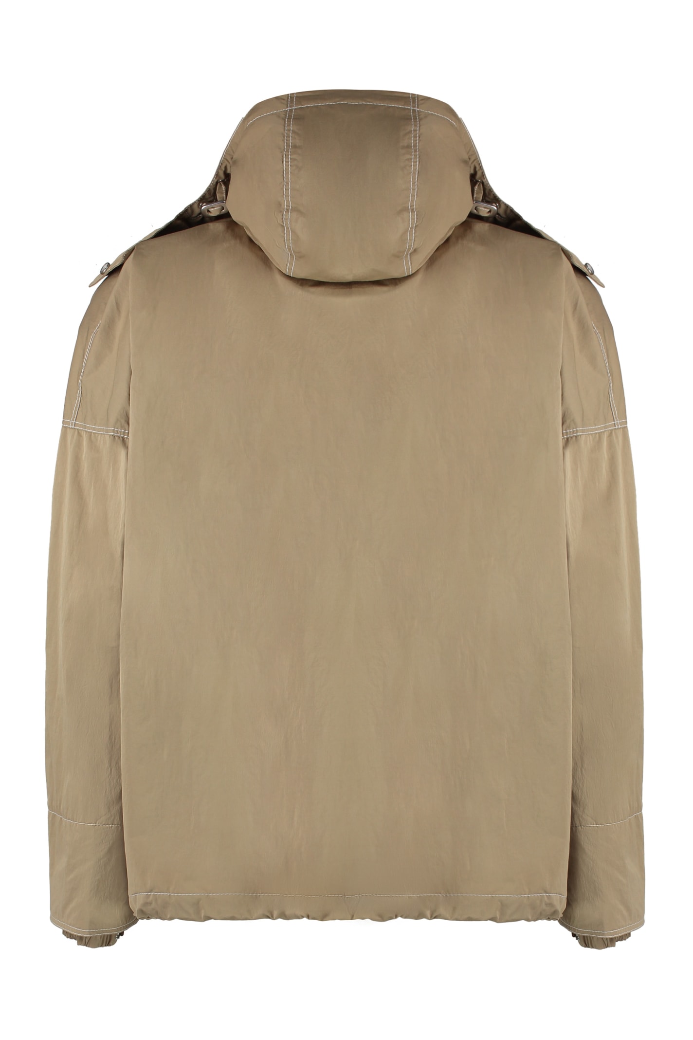 Shop Bottega Veneta Technical Fabric Hooded Jacket In Sesame