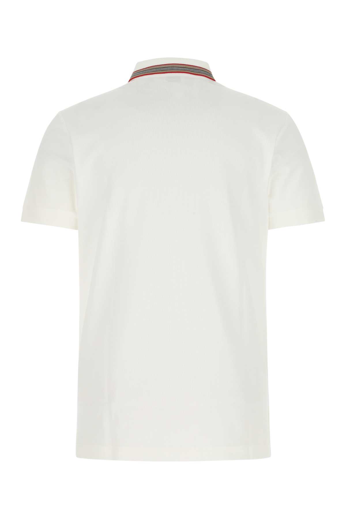 Shop Burberry White Piquet Polo Shirt In A1464