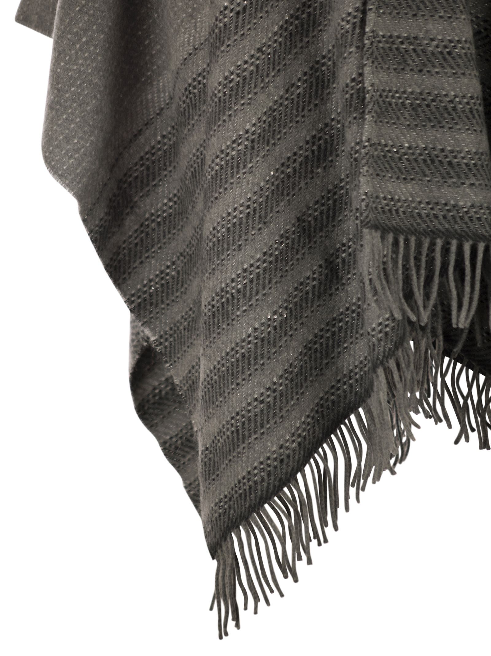 Peserico Virgin Wool And Cashmere Cape In Gray