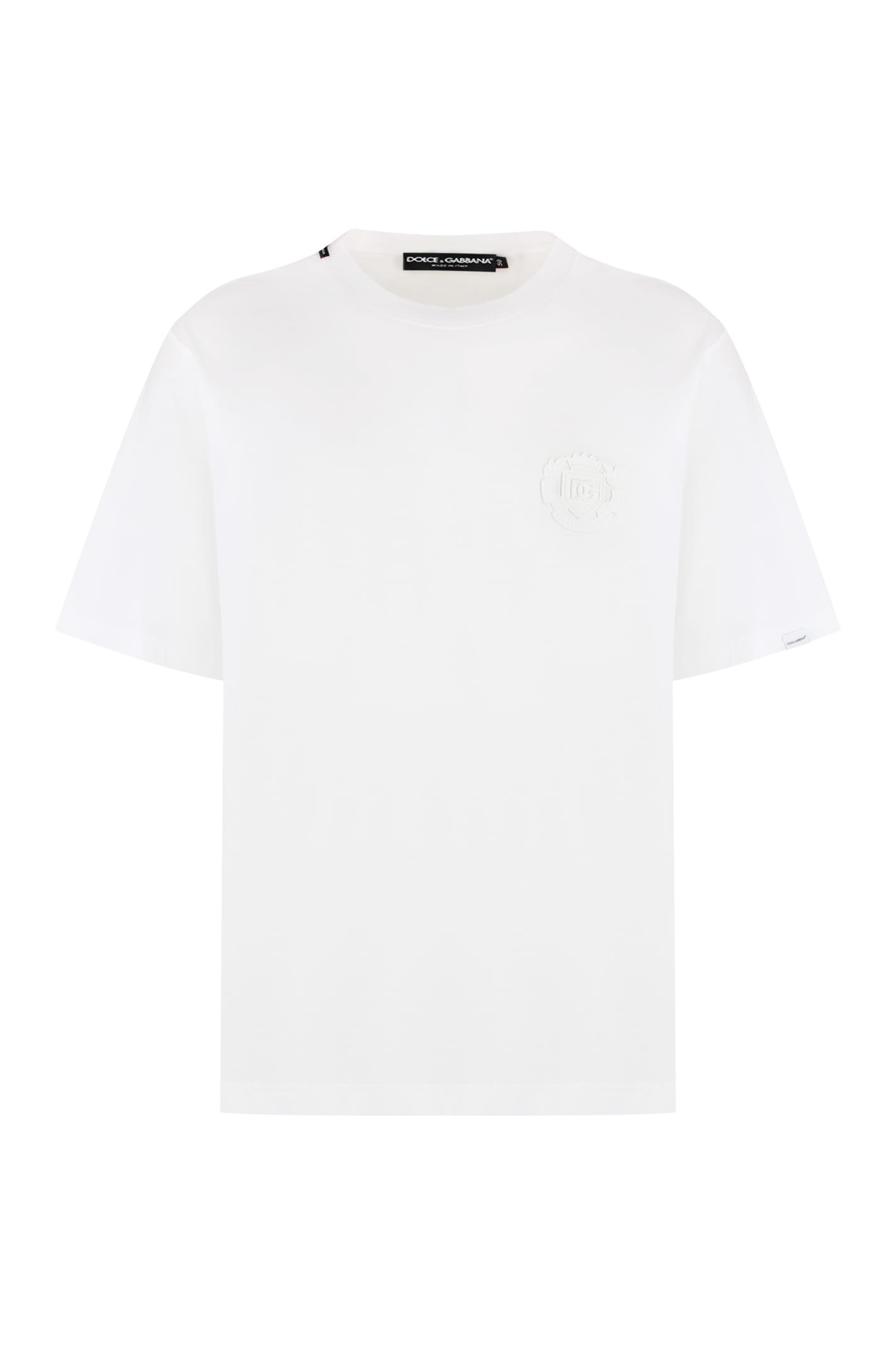 Dolce & Gabbana Cotton Crew-neck T-shirt In Bianca