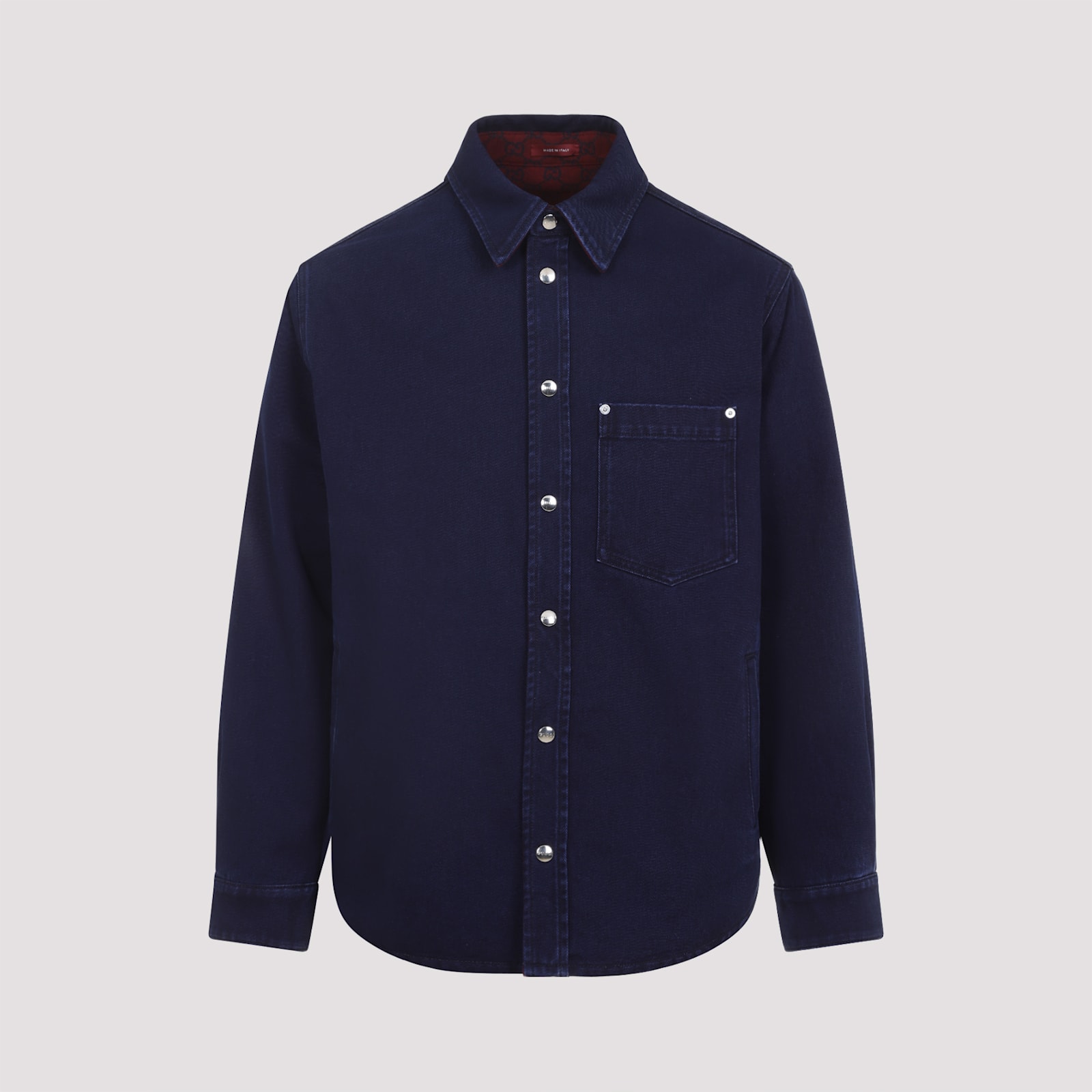 Gucci Blue Jacket With Classic Collar And Reversible Design In Cotton Man In Blue