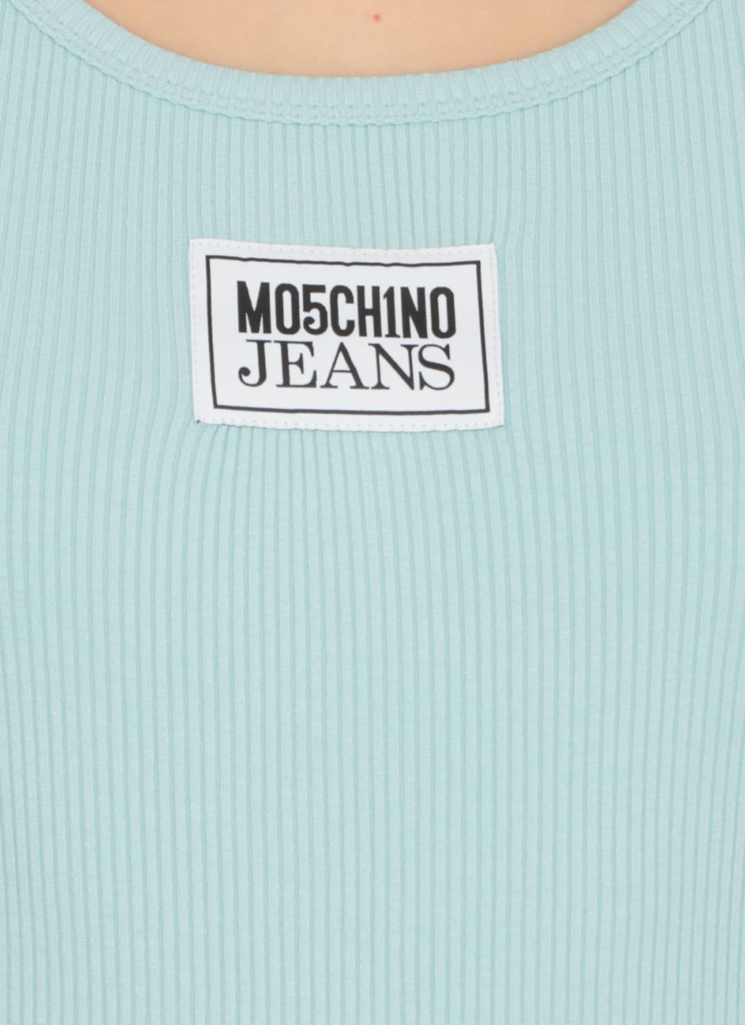 Shop M05ch1n0 Jeans Tops With Logo In Light Blue