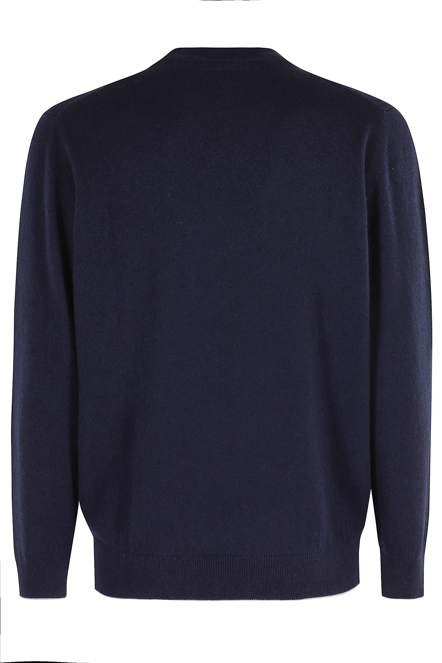 Eleventy Timeless Crewneck Sweater With Ribbed Details In Blue