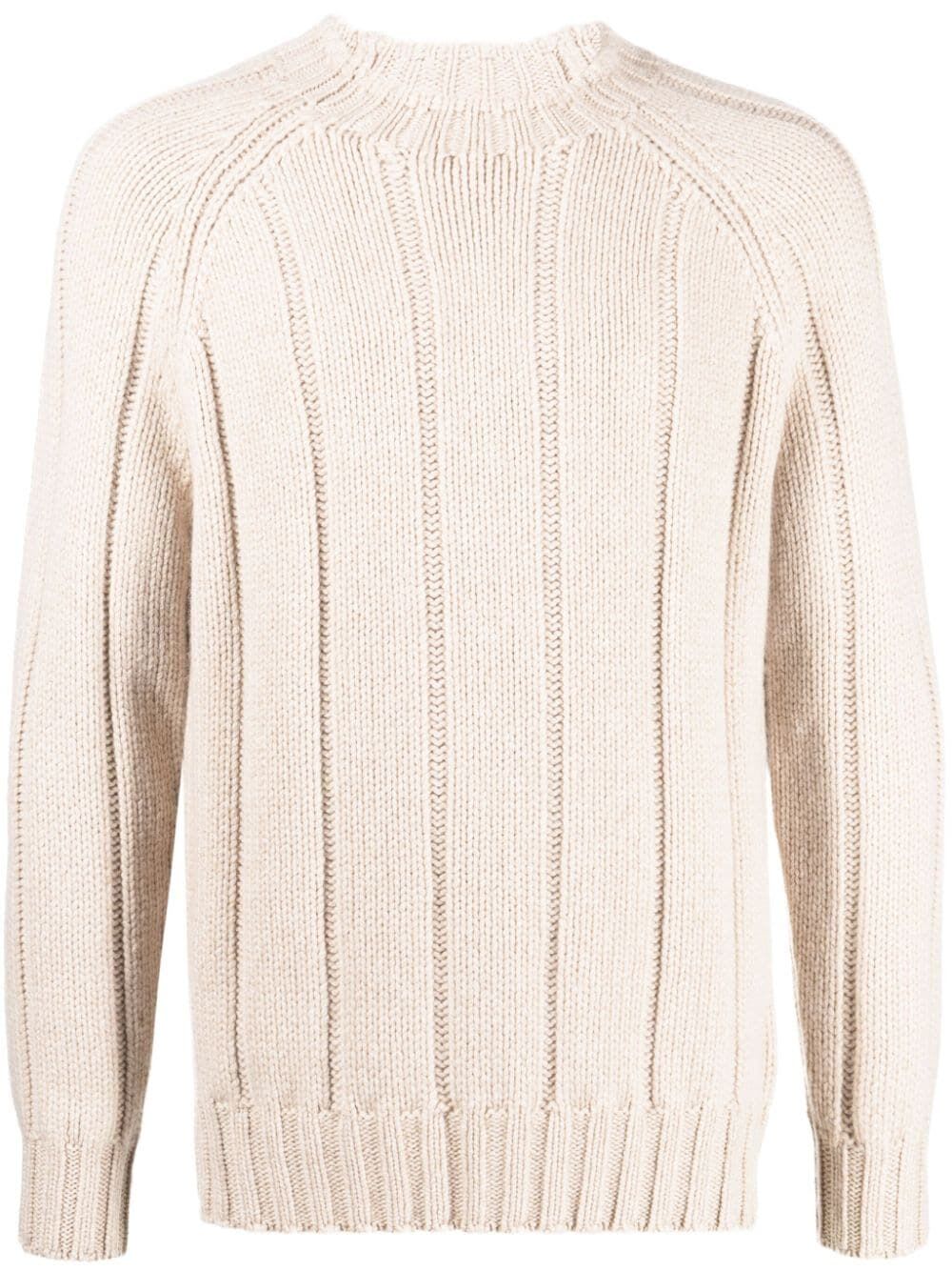 Shop Brunello Cucinelli Ribbed Crew Neck Sweater In Light Camel