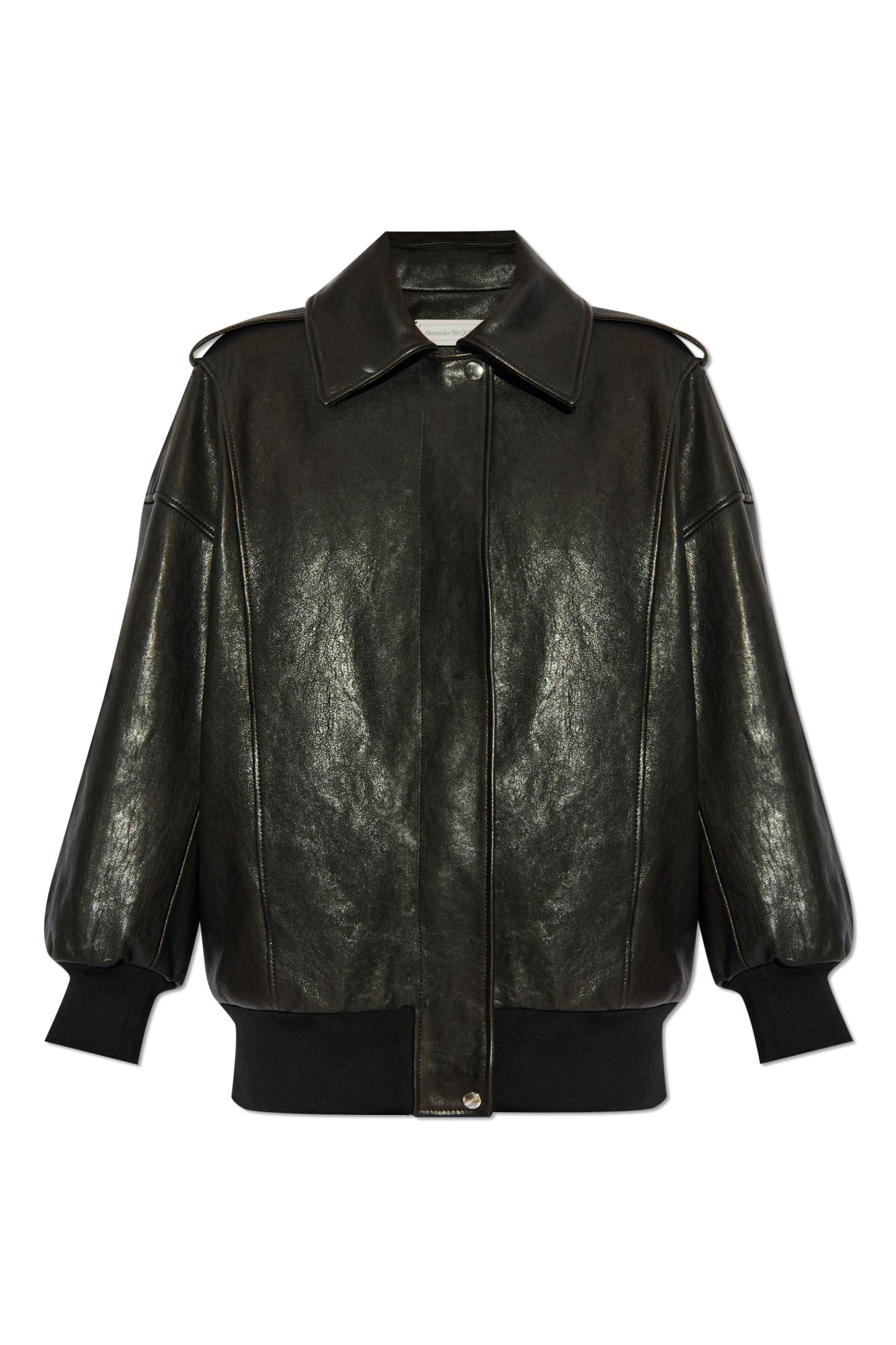 Shop Alexander Mcqueen Leather Jacket In Black