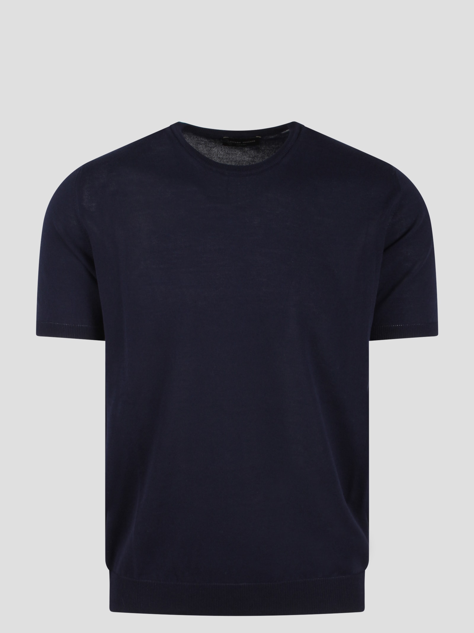 Shop Roberto Collina Cotton Knit Short Sleeve Sweater In Blue