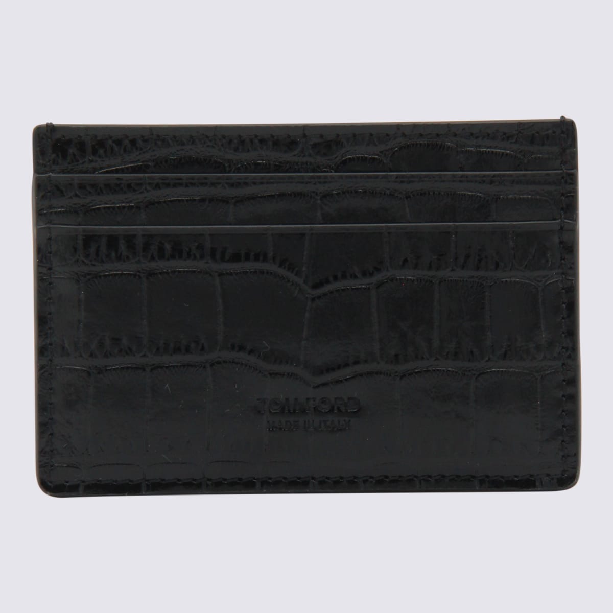 Tom Ford Black Leather Card Holder In Black