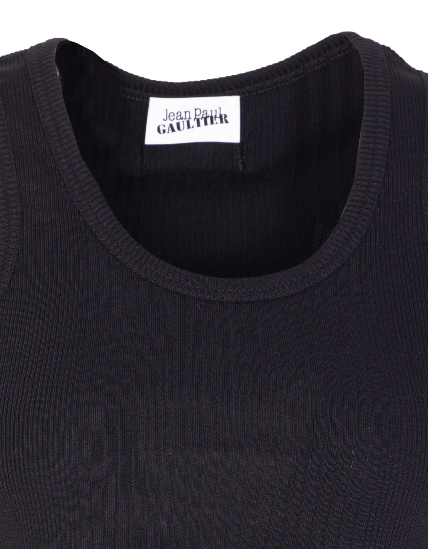 Jean Paul Gaultier Cotton Ribbed Bra With Lingerie Garter Clothing In Black