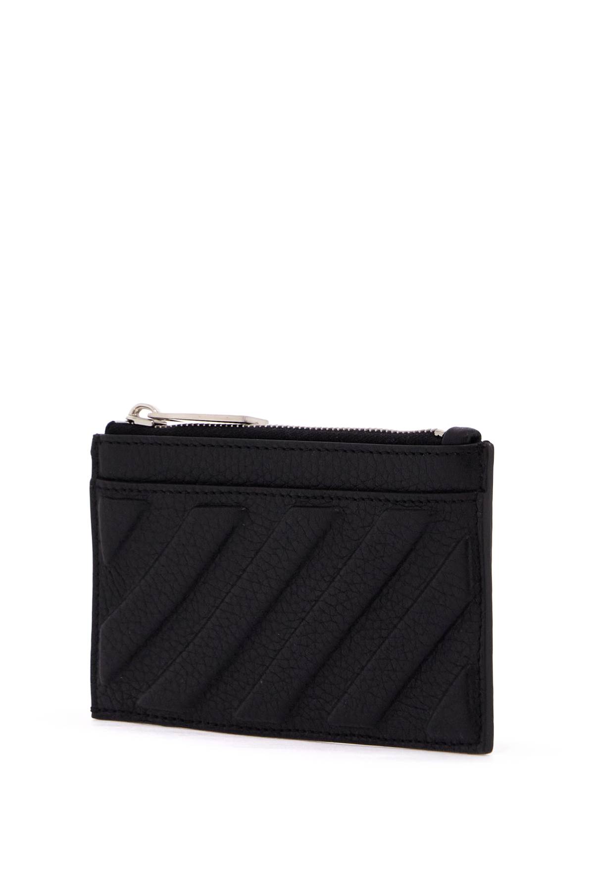 Shop Off-white Leather Diag Card Holder In Black No Color (black)