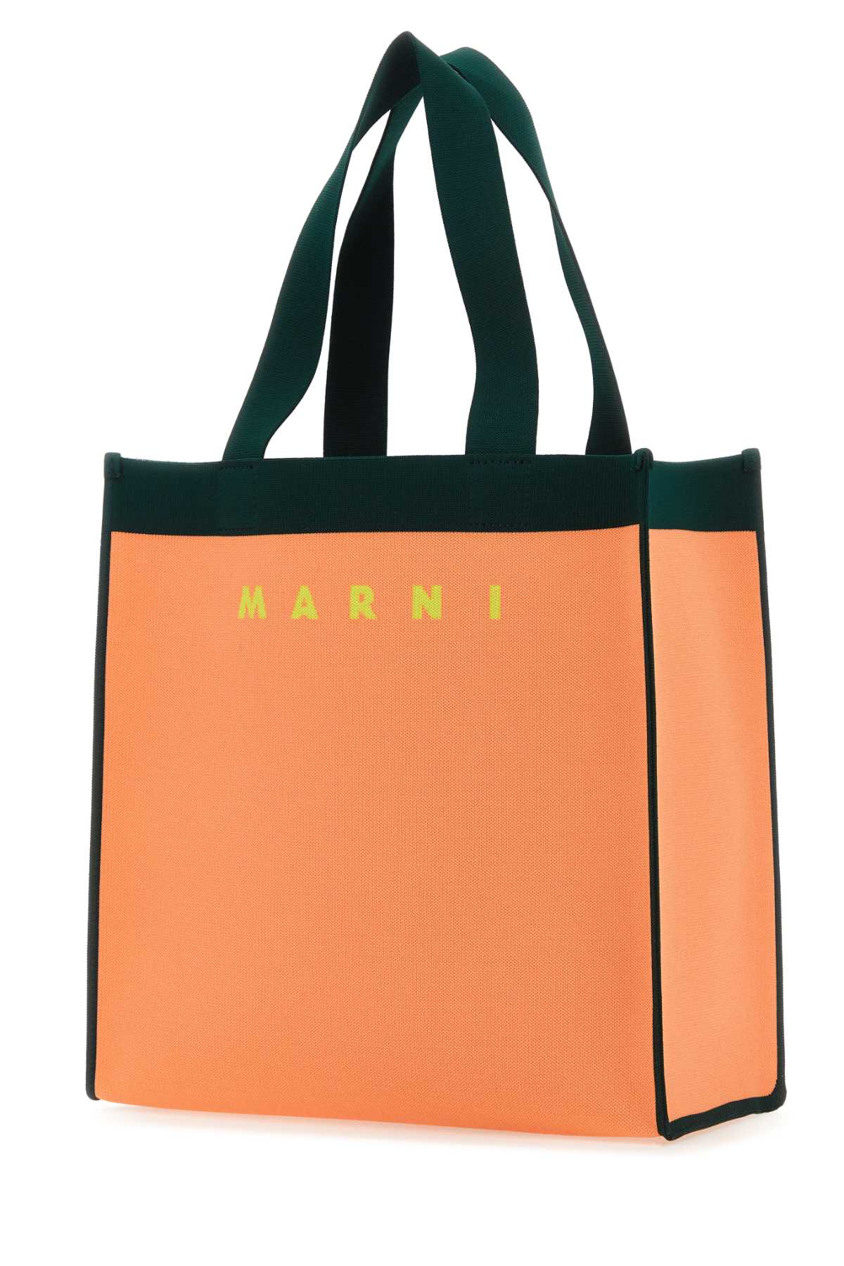 Shop Marni Two-tone Jacquard Shopping Bag In Salmonforestlightyellow