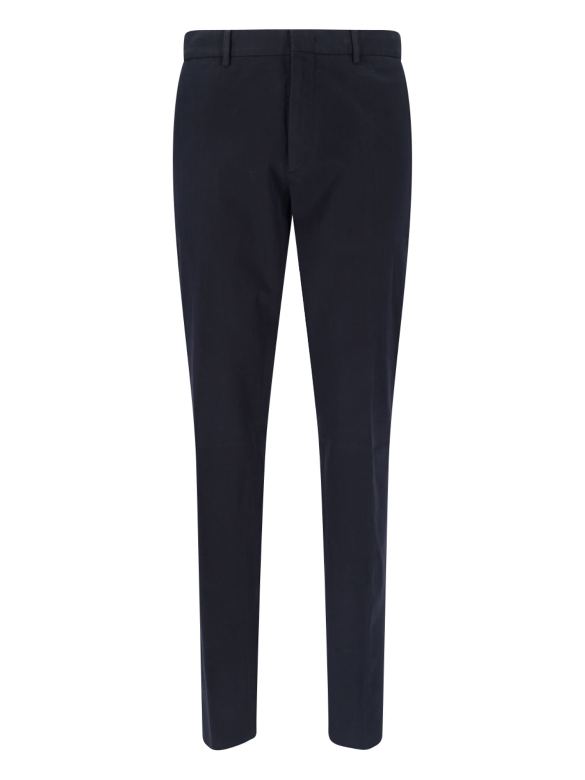 Zegna Straight Leg Trousers With Pockets And Loops In Blue