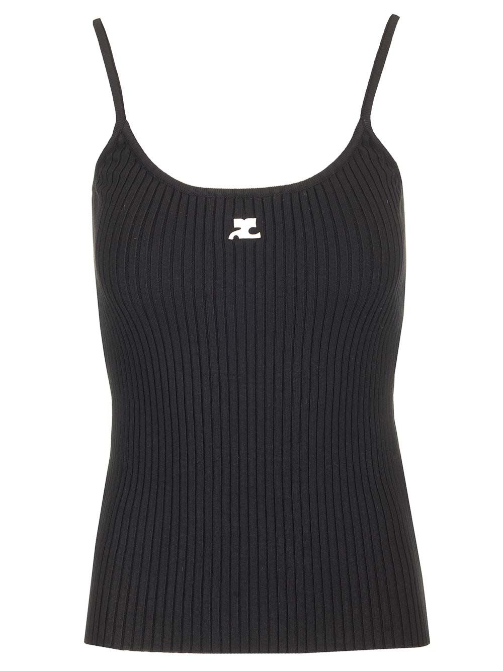 Courrèges Ribbed Tank Top In Black