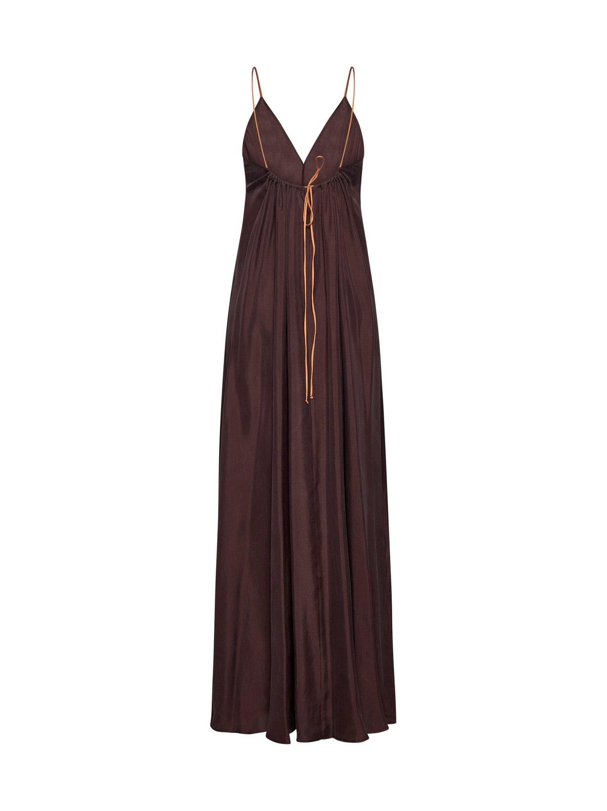 Shop Alysi Gathered Back Slip Dress In Brown