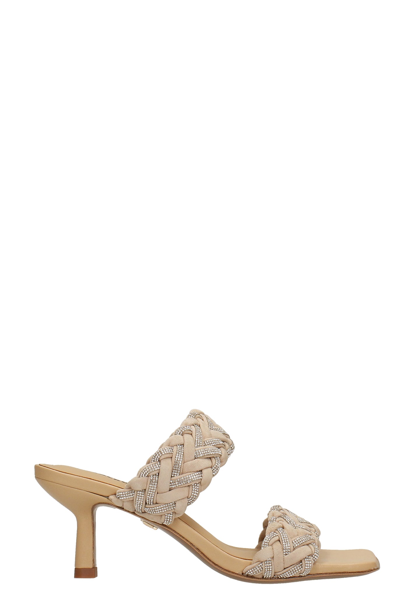 Lola Cruz Sandals In Powder Suede And Leather