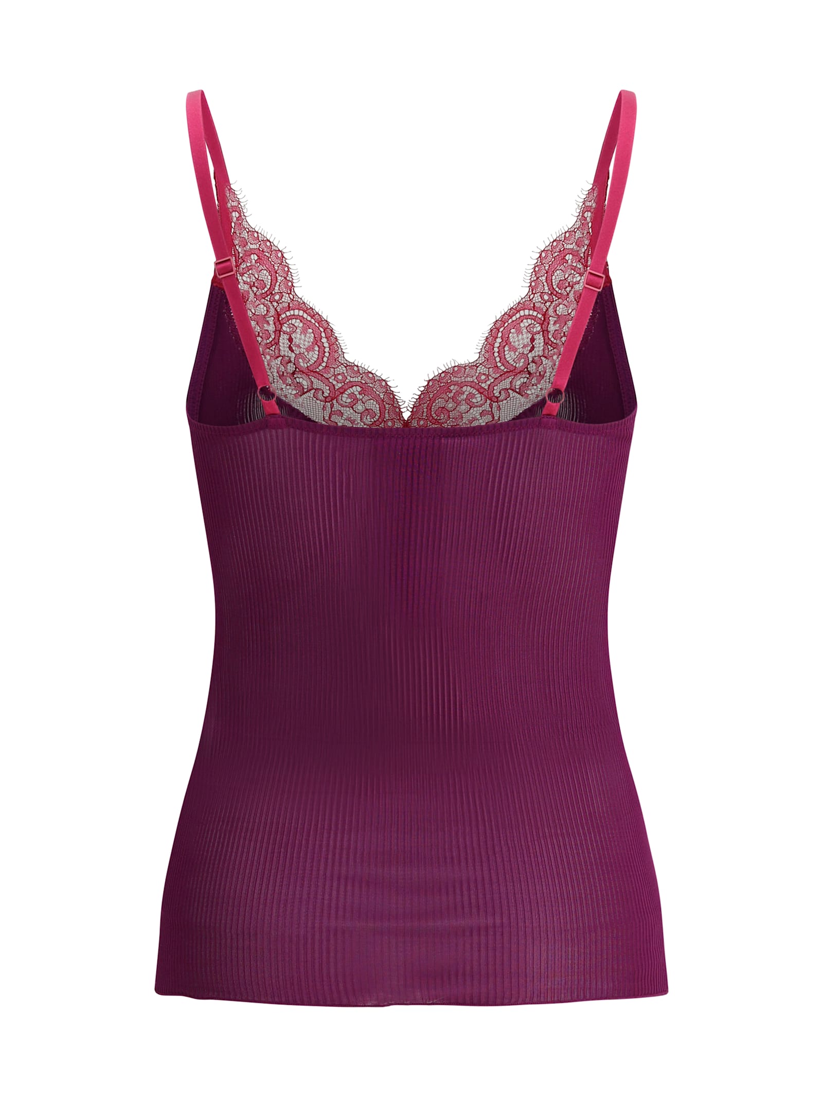 Saint Laurent Lace Tank Top In Ribbed Silk Jersey