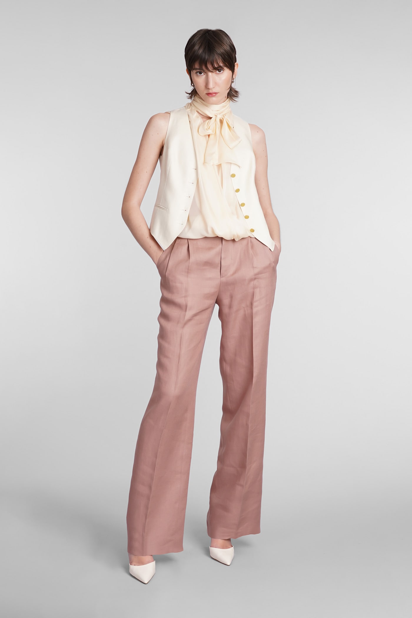 Shop Tagliatore P-amira Pants In Rose-pink Linen