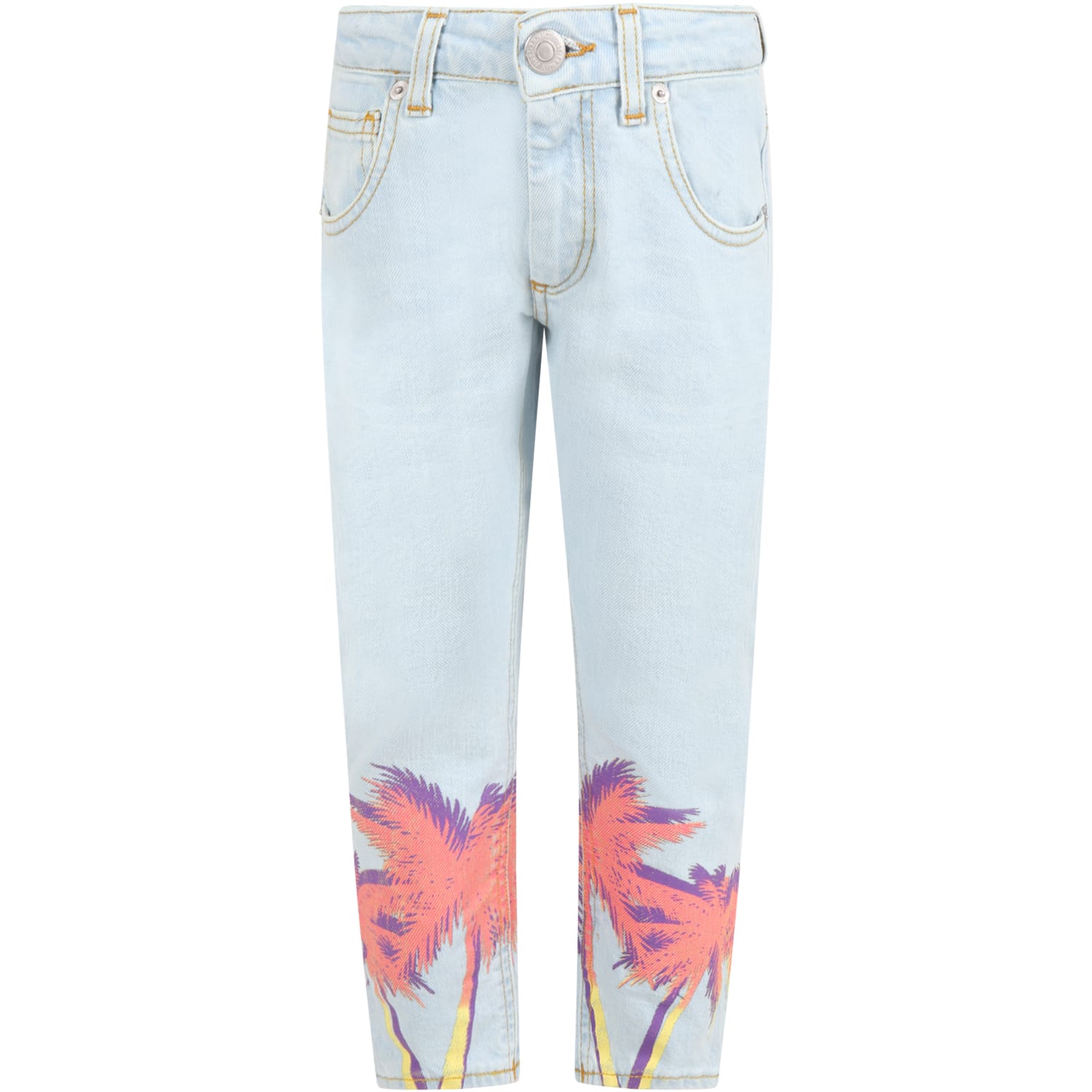 Family First Milano Light Blue Jeans For Kids With Palm Trees