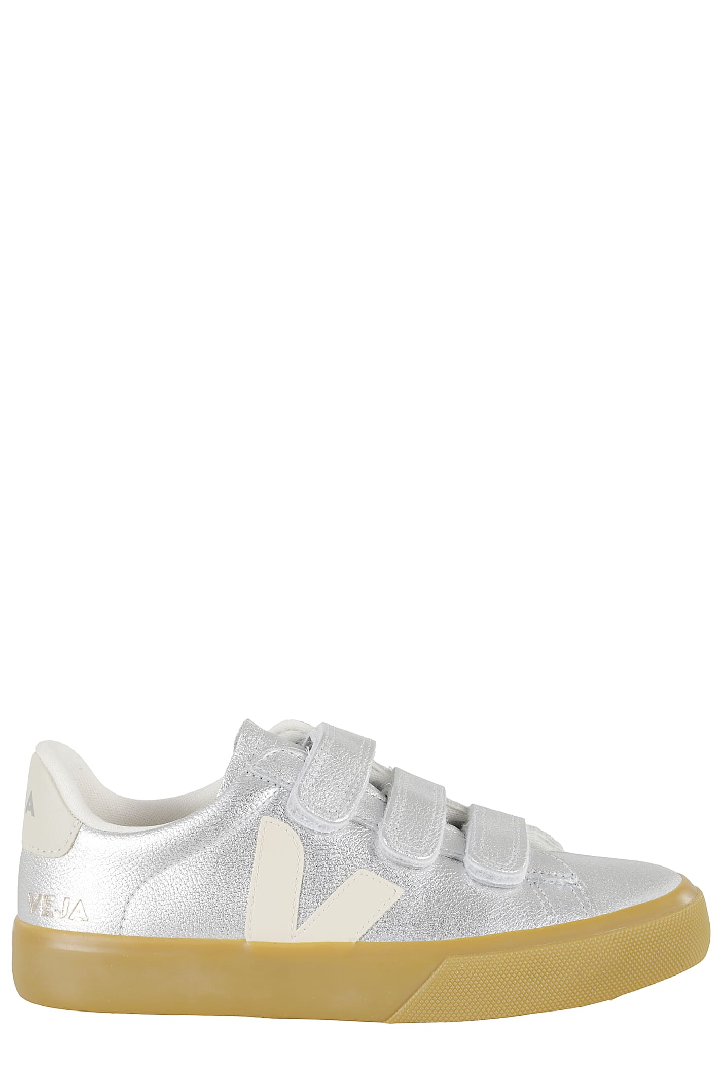 Veja Leather Strap-fastening Sneakers In Silver