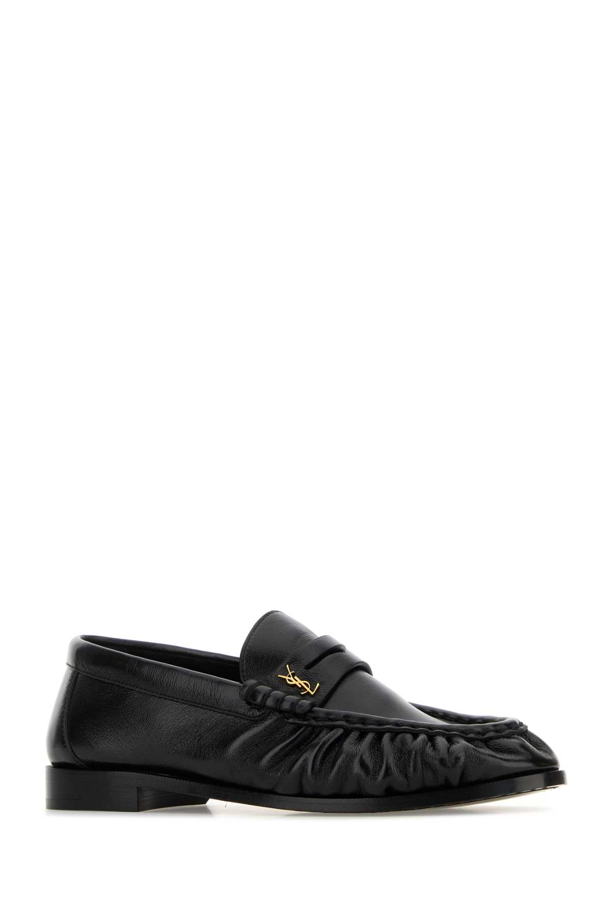 Saint Laurent Nappa Leather Loafers Featuring Ruched Detailing In Black
