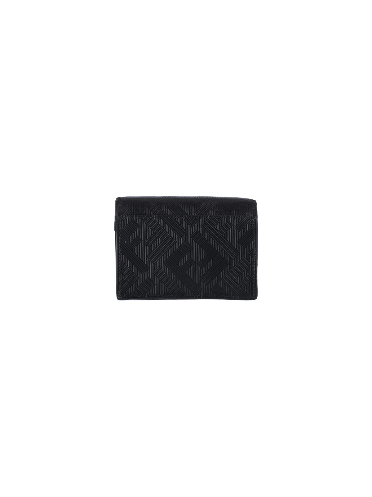 Fendi Bi-fold Embossed Pattern Wallets In Black