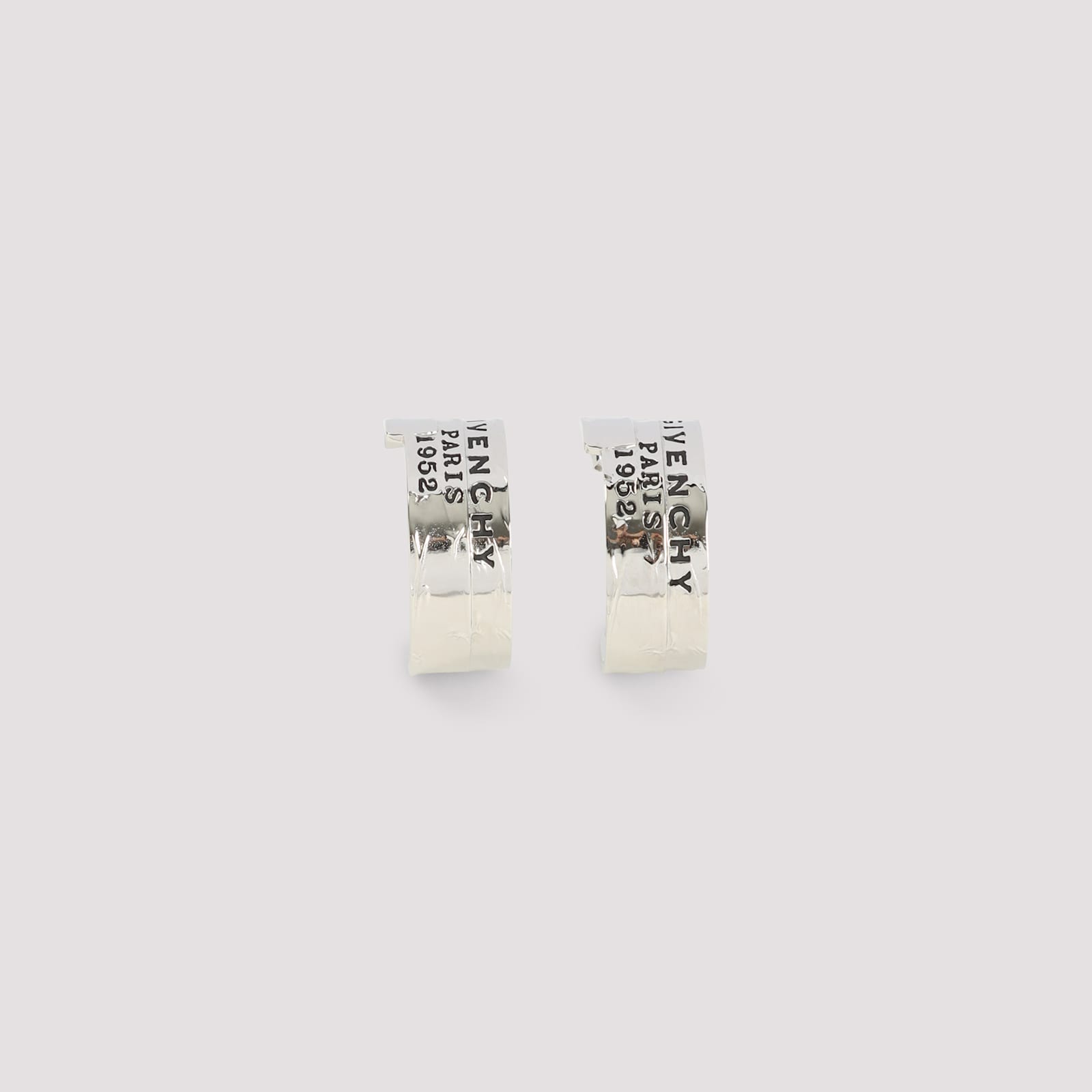 Givenchy Logo Engraved Tape Earrings In Silver
