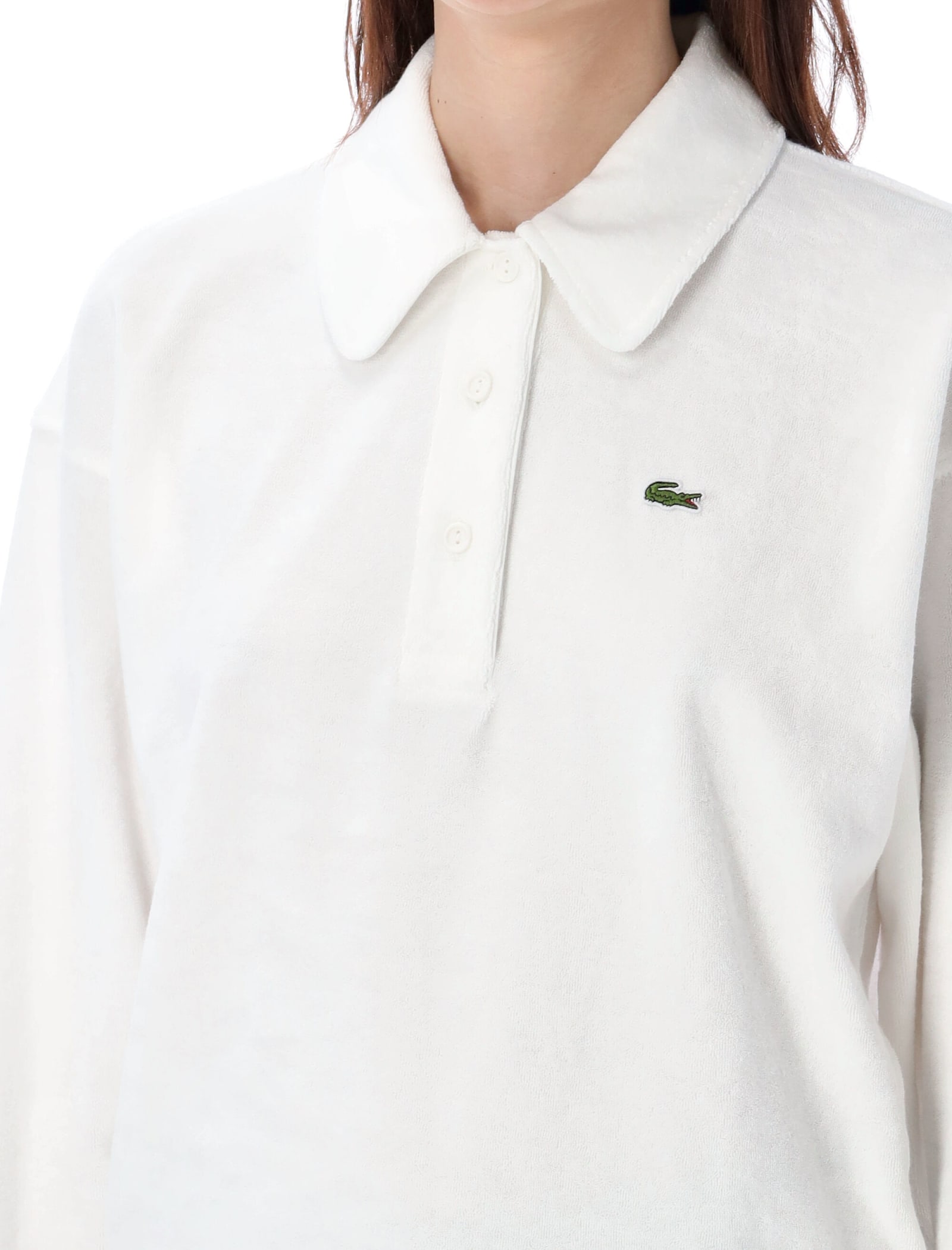 Shop Lacoste Terry Polo Shirt In White