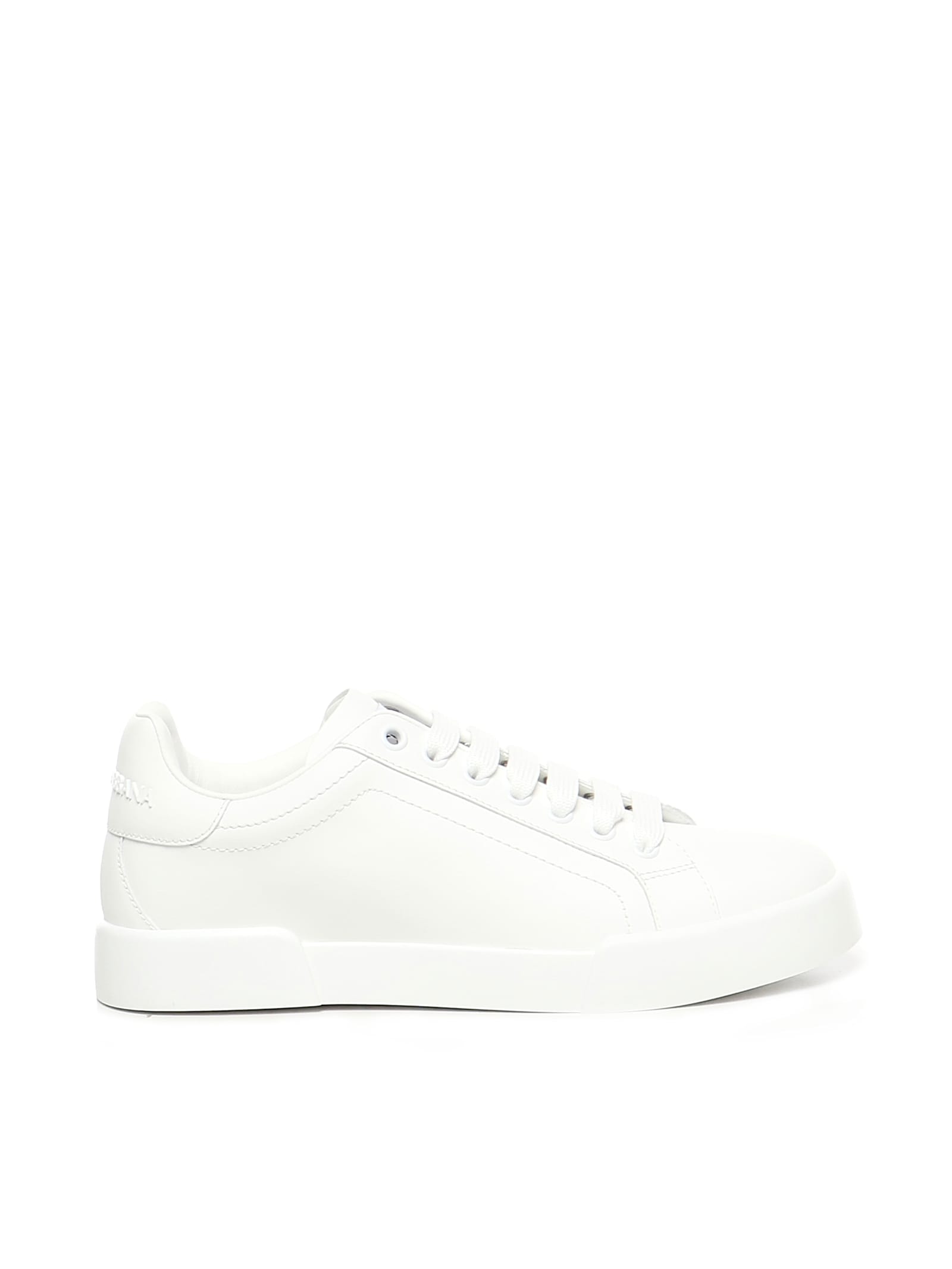 Dolce & Gabbana Portofino Leather Sneakers In White