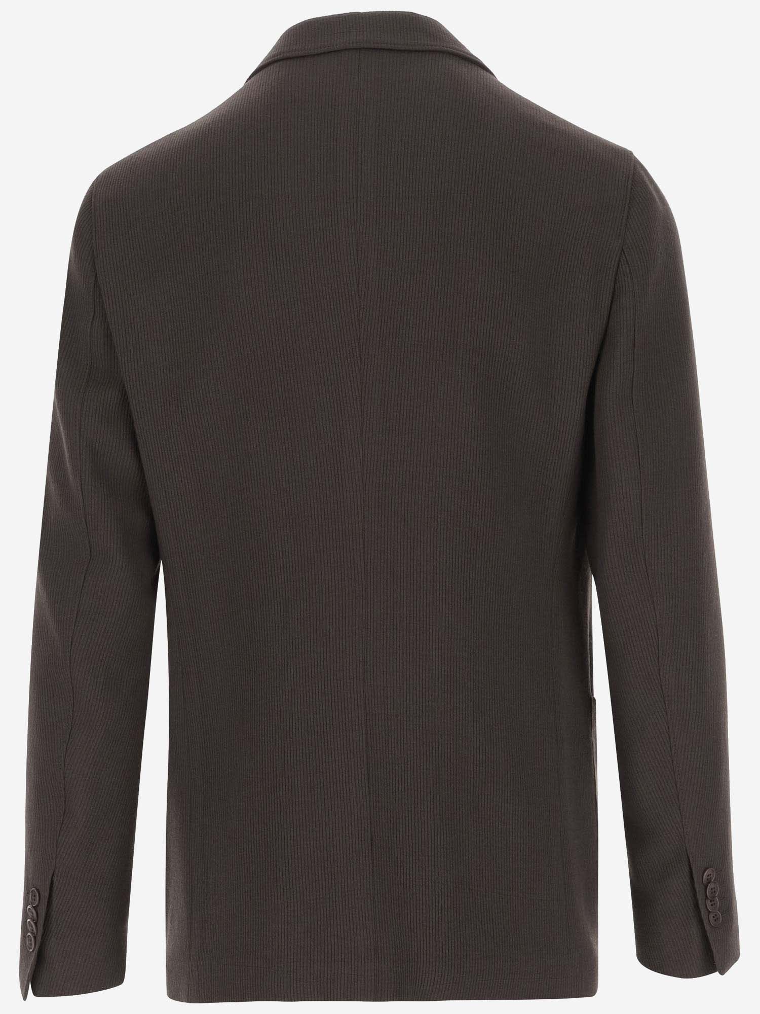 Shop Giorgio Armani Wool And Viscose Blend Double-breasted Jacket In Brown