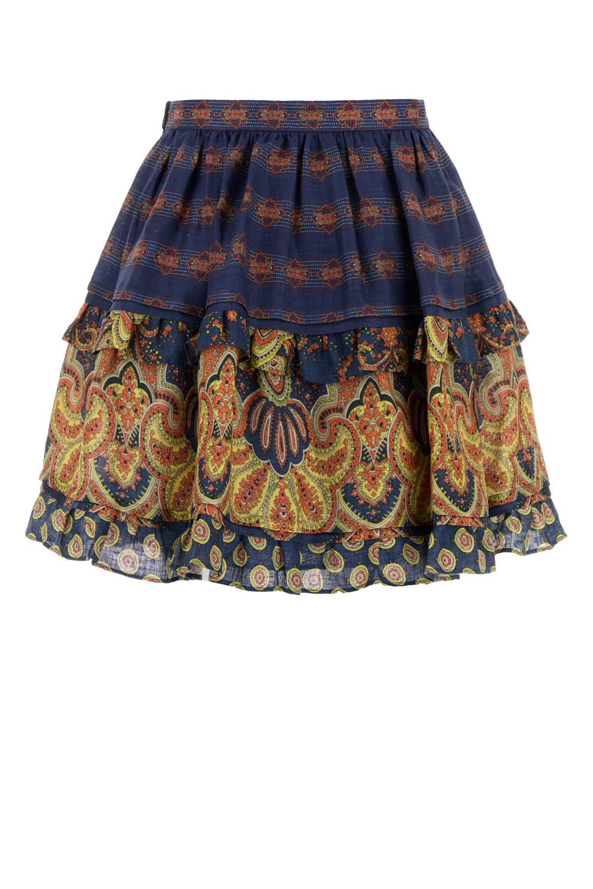 Shop Valentino Printed Linen Skirt In Indacomulticolor