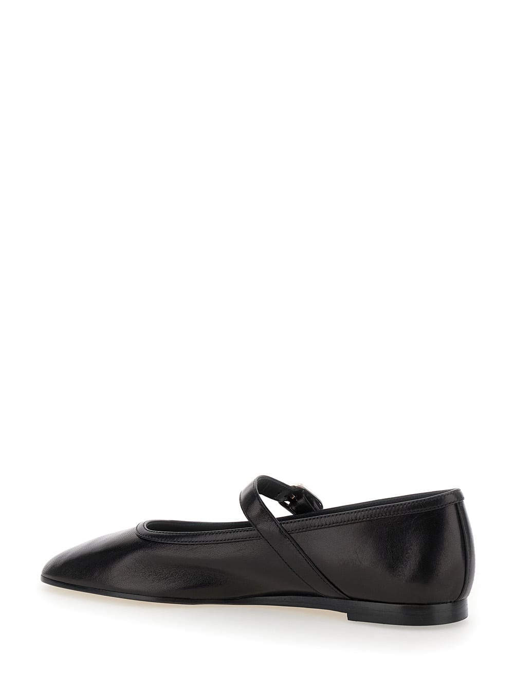 Shop Le Monde Beryl Black Mary Jane Ballet Shoes With Strap And Buckle In Leather Woman