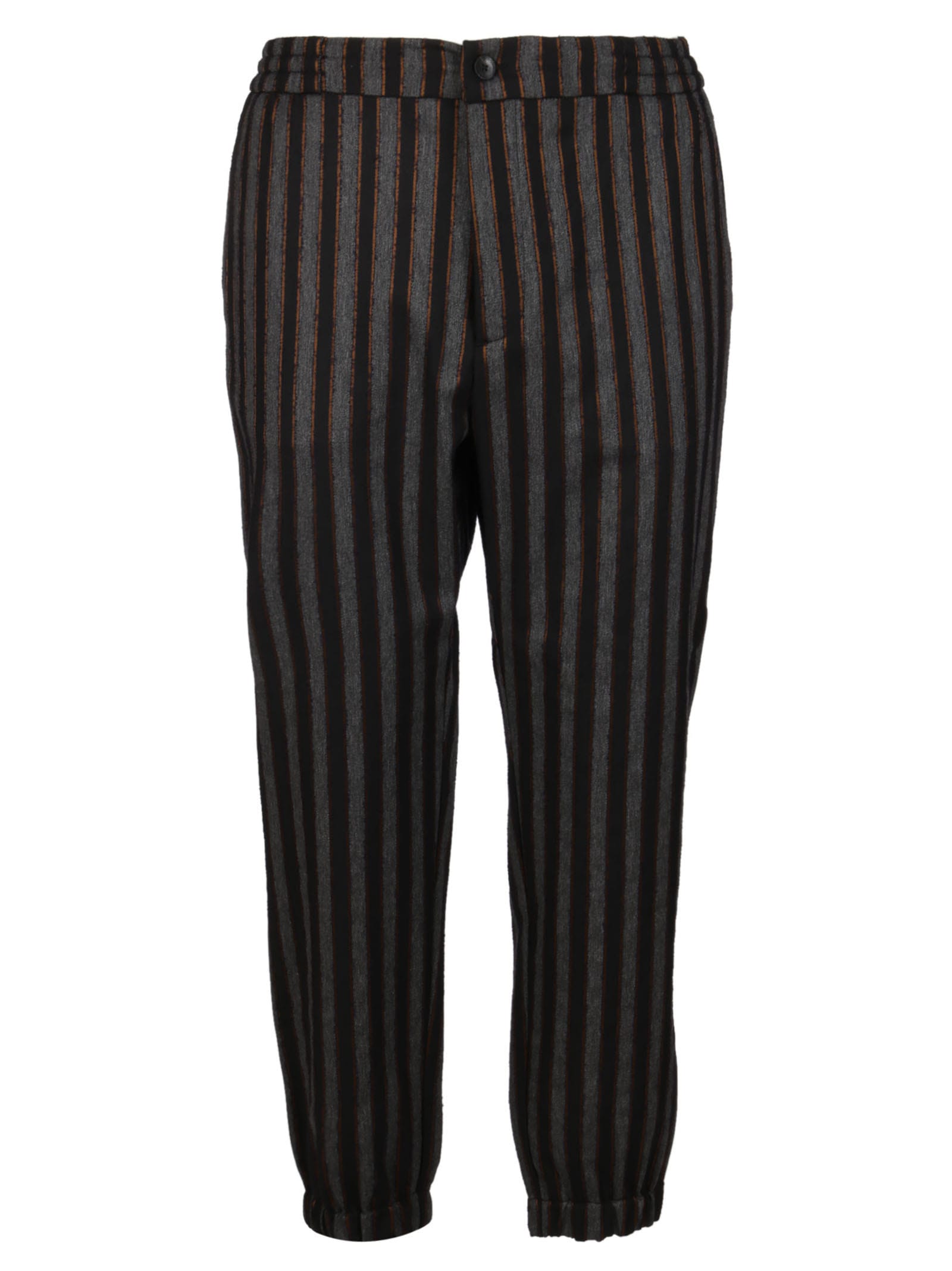 Etro Black Viscose-wool Blend Trousers In Grey