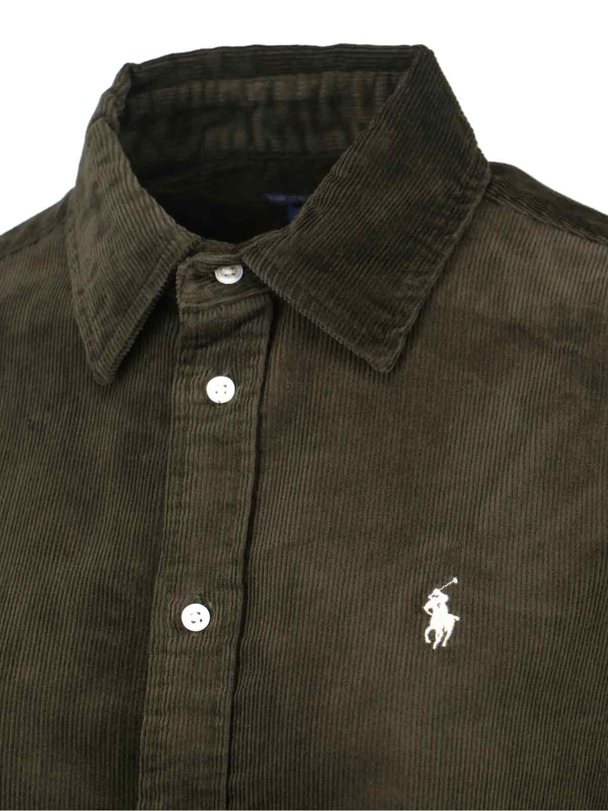 Polo Ralph Lauren Stretch Cotton Velvet Shirt In Green